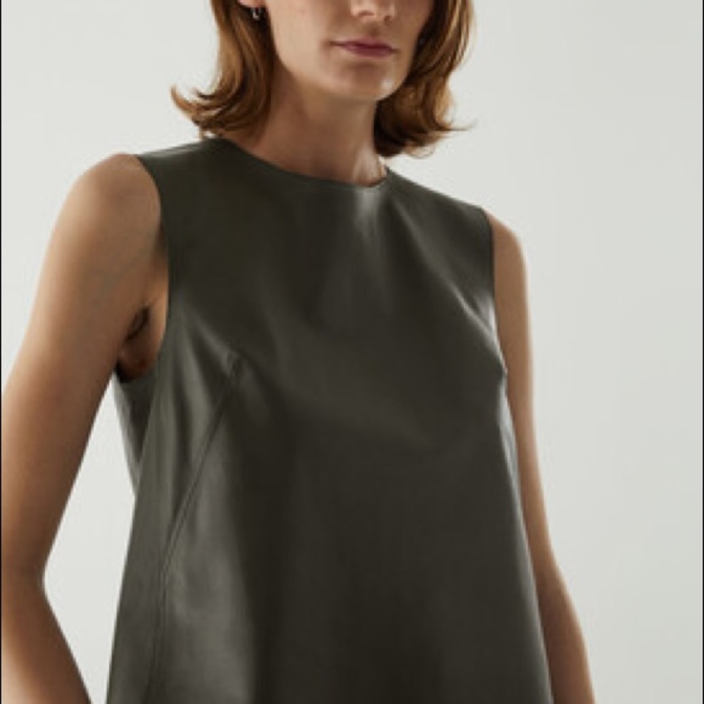 COS leather sleeveless tank vest.